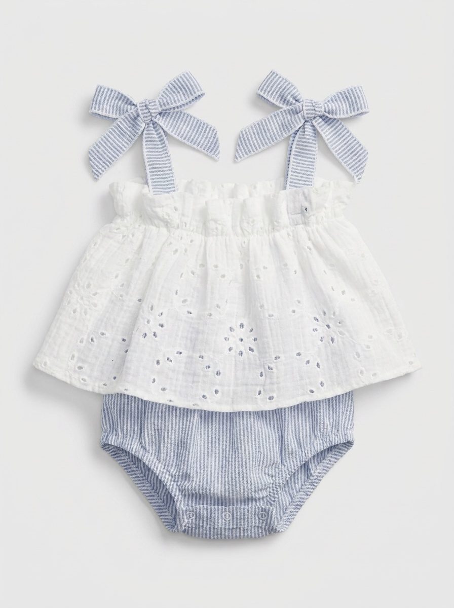 Broderie Top and Striped Bloomers