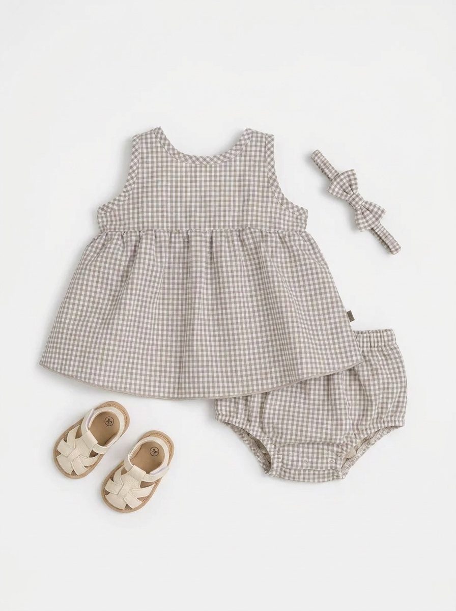 Gingham Pinafore and Bodysuit Set, view 2