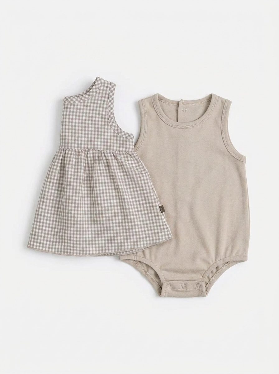 Gingham Pinafore and Bodysuit Set, view 3